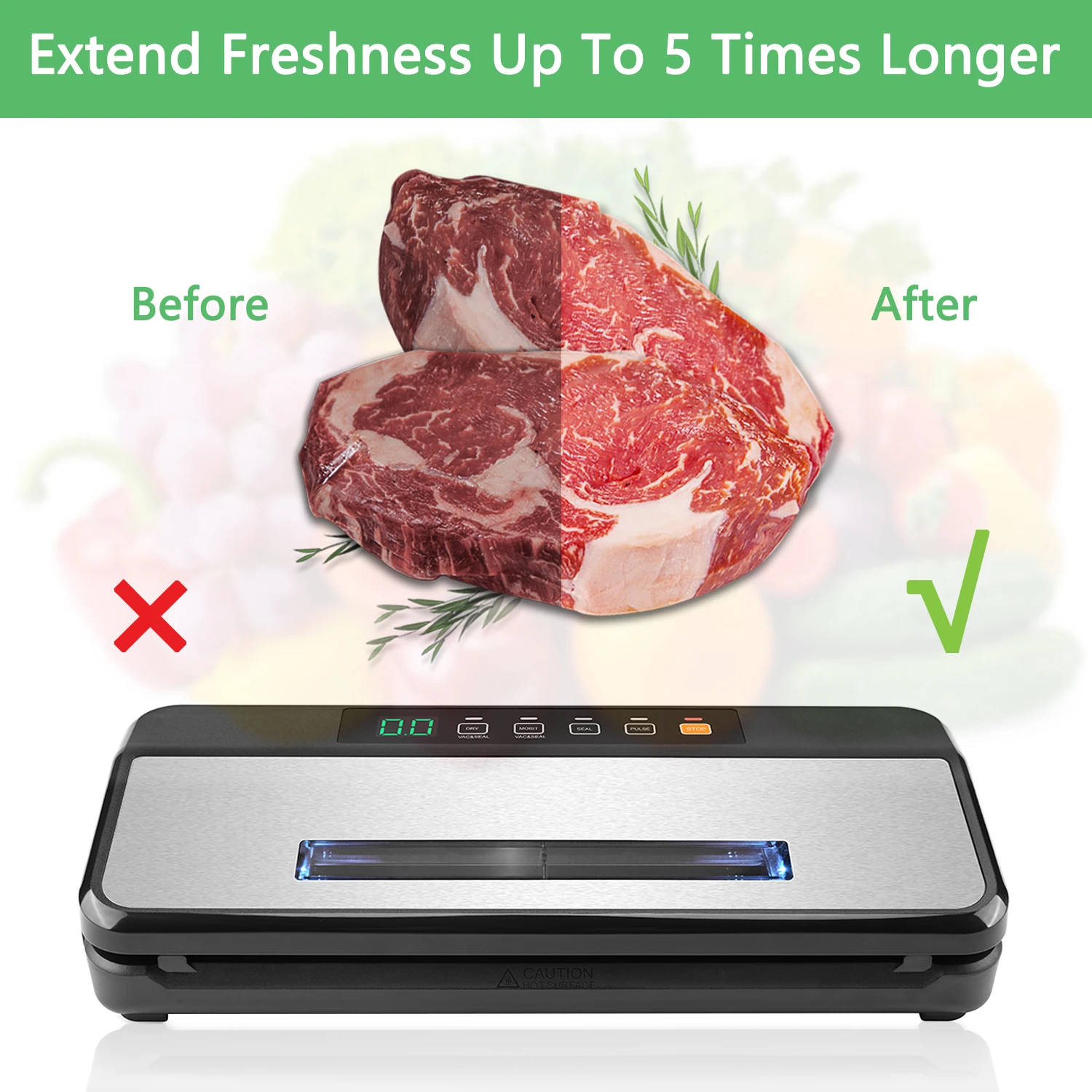 Portable Electric Vacuum Packing Machine with Built-in Cutter Plastic Electric Food Storage