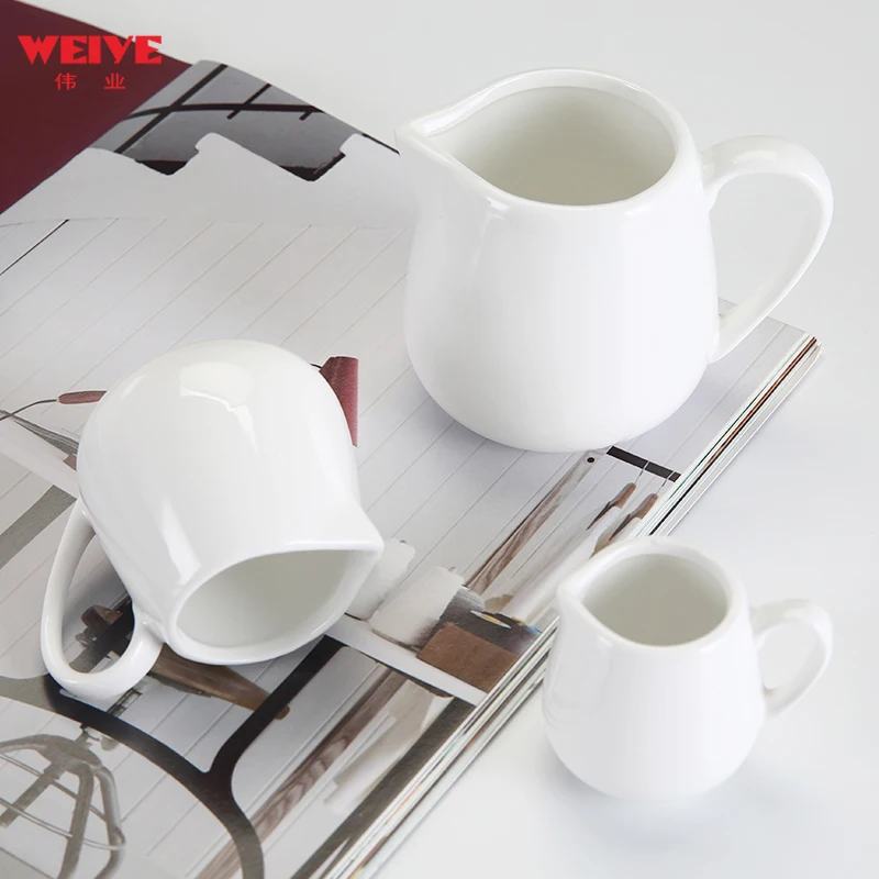 WEIYE  wholesale price multi-size white porcelain milk jug ceramic cup for hotel cafe