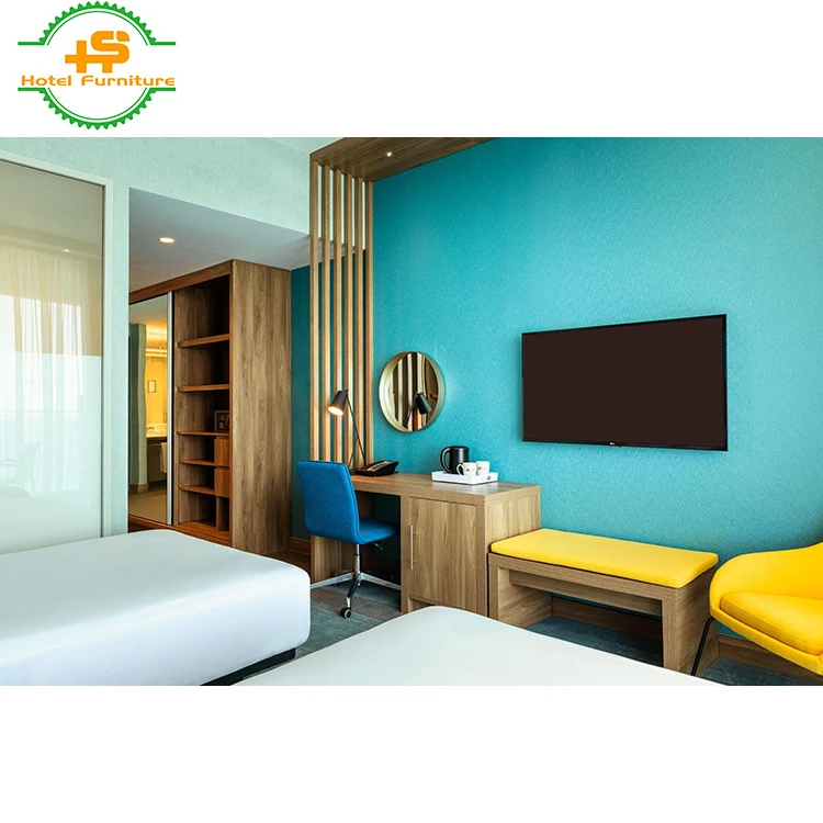 
Metal or Stainless steel or Wood or panel Hotel Bedroom Furniture (HS-N274) 