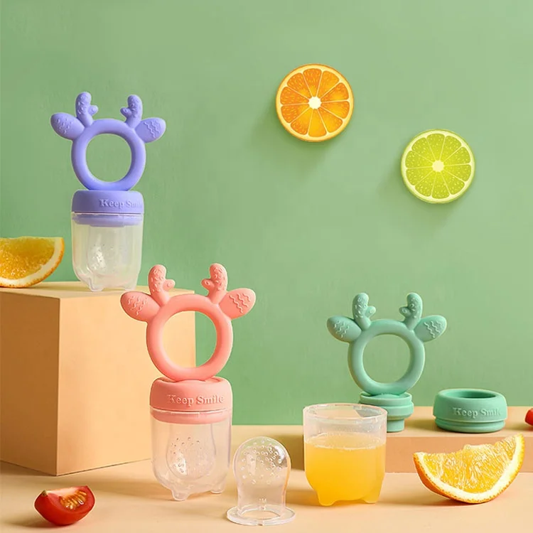 Baby Fruit Feeder Animal Shape Silicone Kids Biting Fresh Food Fruit Vegetable Baby Pacifier Feeder