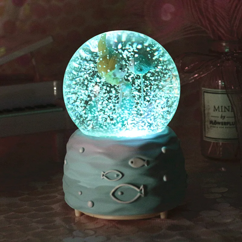 Wholesale high quality marine mermaid crystal ball music box for girls gift