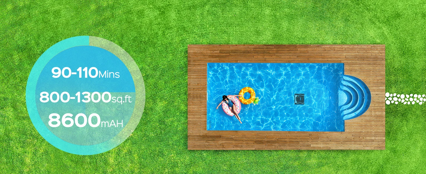 WYBOT Cordless Robotic Pool Cleaner, Ultra Strong Suction, Wall Climb Pool Vacuum with Intelligent Route Planning, Lasts 110Mins