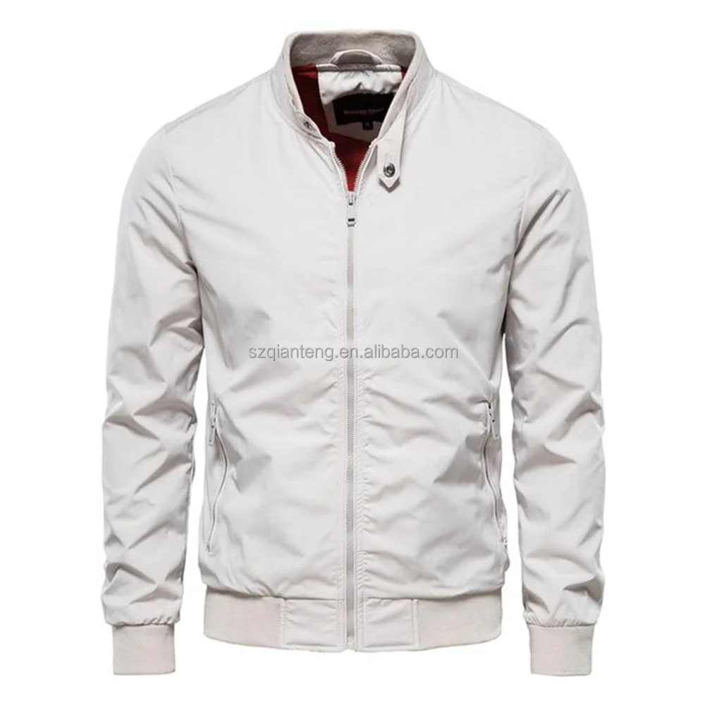 AQTQ Stand Collar Jackets Casual Clothes Solid Color Spring Outerwear Male Coat Waterproof Bomber Flight Jacket For Men