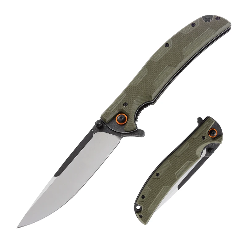 High Quality OEM D2 Steel Blade G10 handle EDC Tool  Folding Knife Outdoors Camping Survival Tactical Pocket Custom Knife