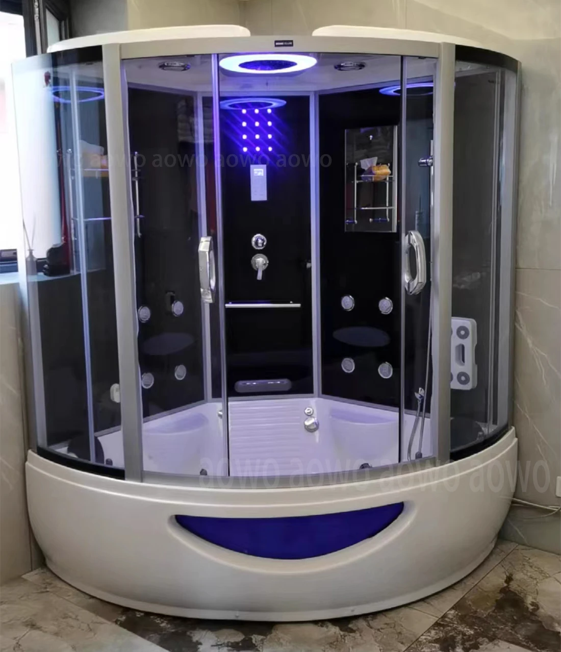 AOWO Enclosed Indoor Steam Sauna Shower Room Steam Cabin With massage Tub design sexy shower double person yacuzzi tub