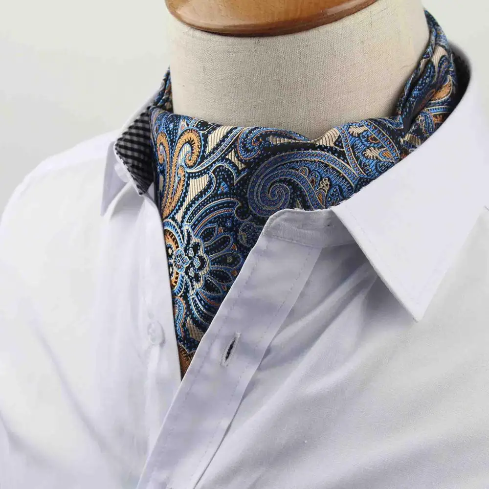 
 Мужской винтажный роскошный свадебный галстук с пейсли-рисунком, формальный галстук, галстук Ascot Scrunch Self Британский Стиль Джентльменский галстук из полиэстера  