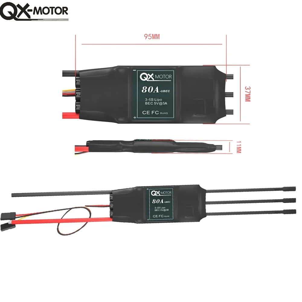 QX-MOTOR 80A 3-6S Brushless ESC with 5v BEC for 64mm 70mm EDF Model Fixed-Wing Aircraft RC Parts & Accs