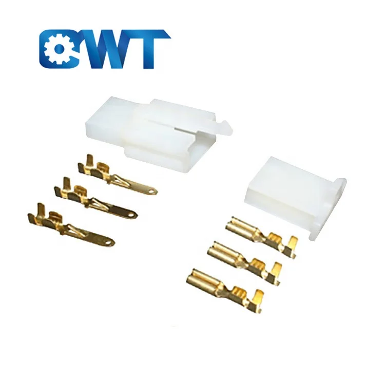 QWT 6.3 mm 3 way female and male automotive connector socket crimp waterproof plastic shell faston spade types terminal electric