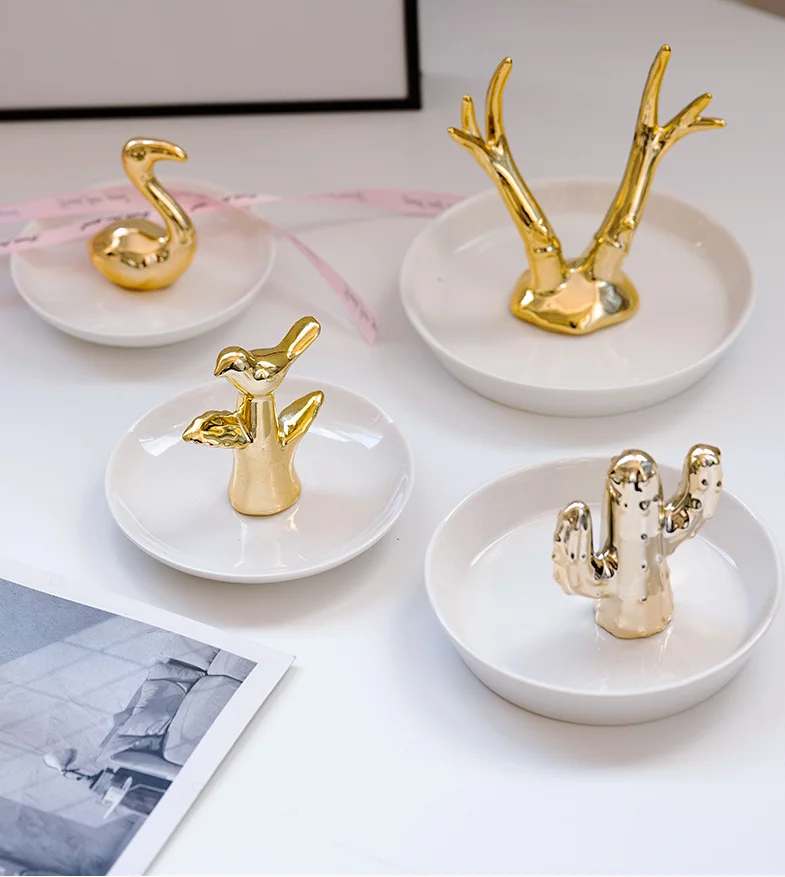 Nordic Cosmetics ring tray Decorative ceramics Jewelry tray Hotel Wedding decorative  decorative cane trays