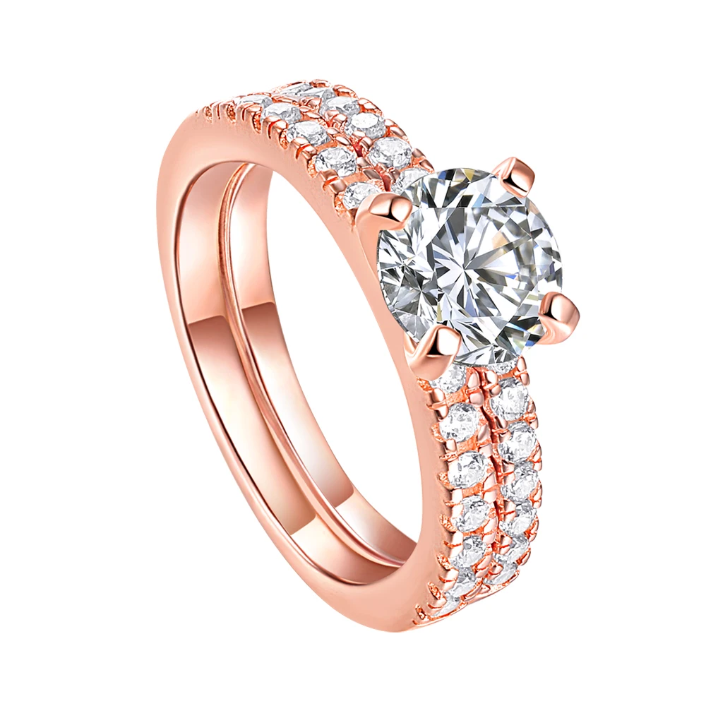 2Pcs/Set new luxury sliver wonder woman ring sterling silver zircon hexagon ring settings