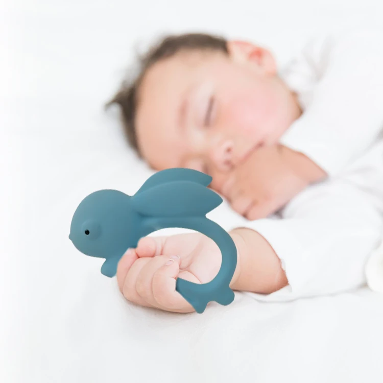 Natural Rubber Latex Bunny Teething Toys for Newborn Infants Toddlers Never Drop Baby Chew Toys for Sucking Needs