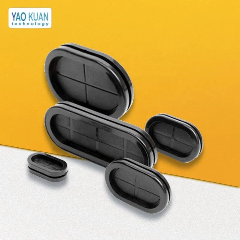 Black Oval Double Sided Grommet Sealing Rubber Plug O-Ring Wire Protection Coil Seals