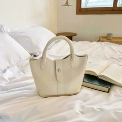 Simple texture fashion bucket bag Korean version handbag casual diagonal shoulder bag for ladies