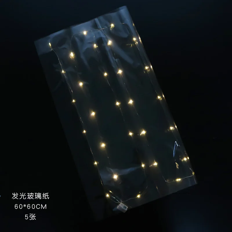 Wholesale luminous paper immortal flower/flower wrapping paper clear cellophane christmas glitter LED paper for flowers