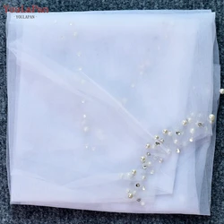 YouLaPan VG27B Wholesale Women Bolero Rhinestone Pearl Thread Round Neck Pullover Cover Up Bridal Wedding Dress Tulle Shawl Cape