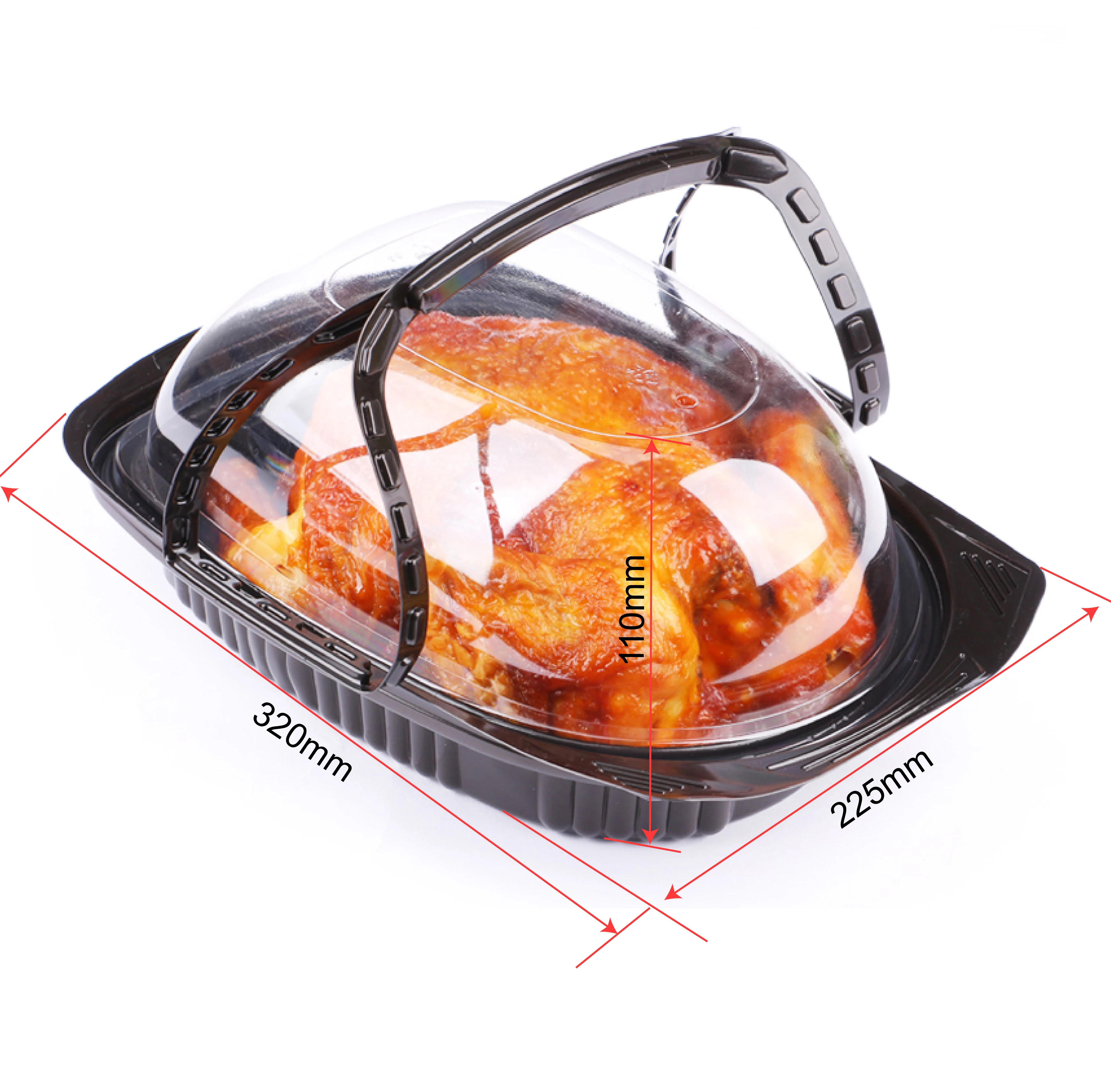 1.5Kg Plastic Takewway Roast Chicken Container Plastic Boxes For Roast Chicken Disposable Roast Chicken Packaging Tray Box