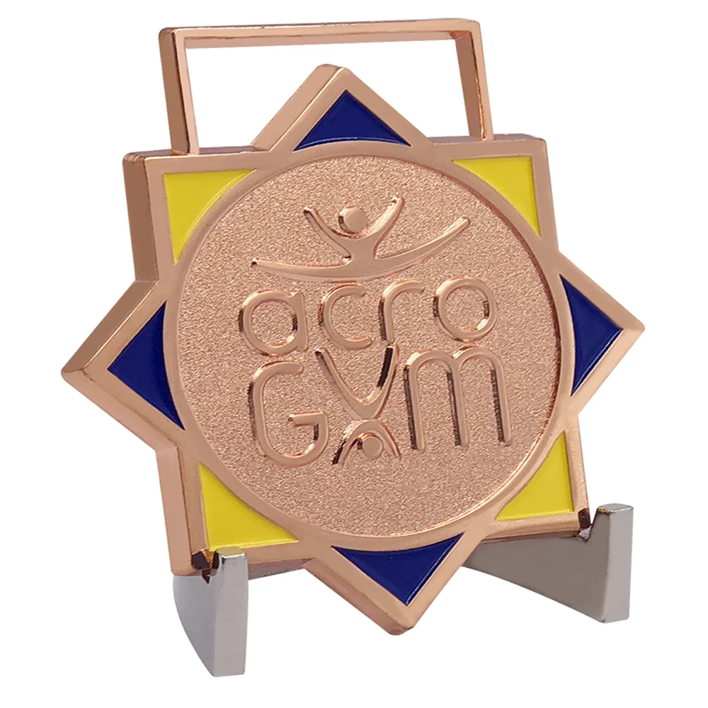 Taskwingifts Custom gold silver bronze sport themes artistic rhythmic gym gymnastics stars medal with ribbon