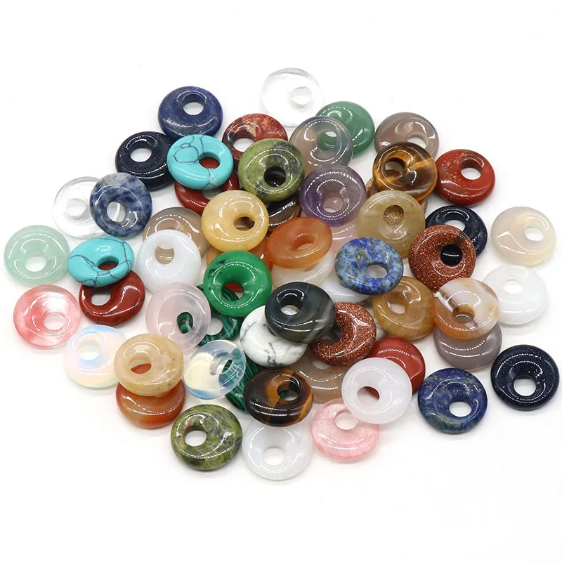 Free Shipping Natural crystal pendant safety buckle eccentric hole and large hole round nostalgic DIY jewelry
