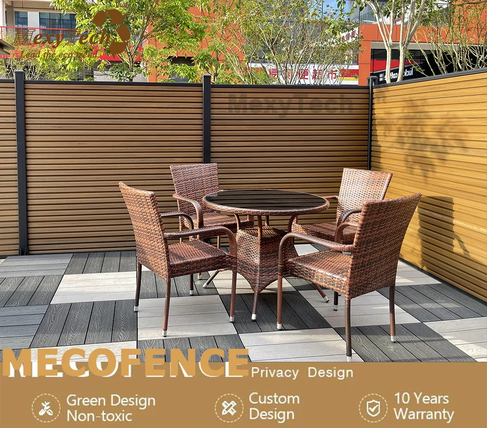 Decorative easy assemble outdoor park plastic wood fence exterior wpc fence panel for garden