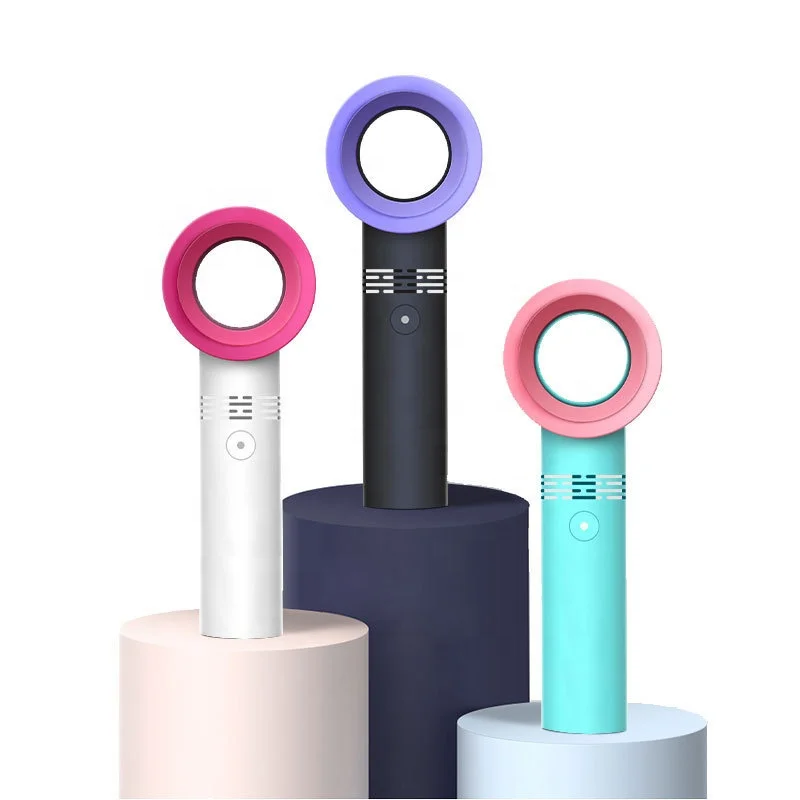 2022 trending USB rechargeable portable bladeless fan Handheld mini 3 speed outdoor travel fan Desktop fan