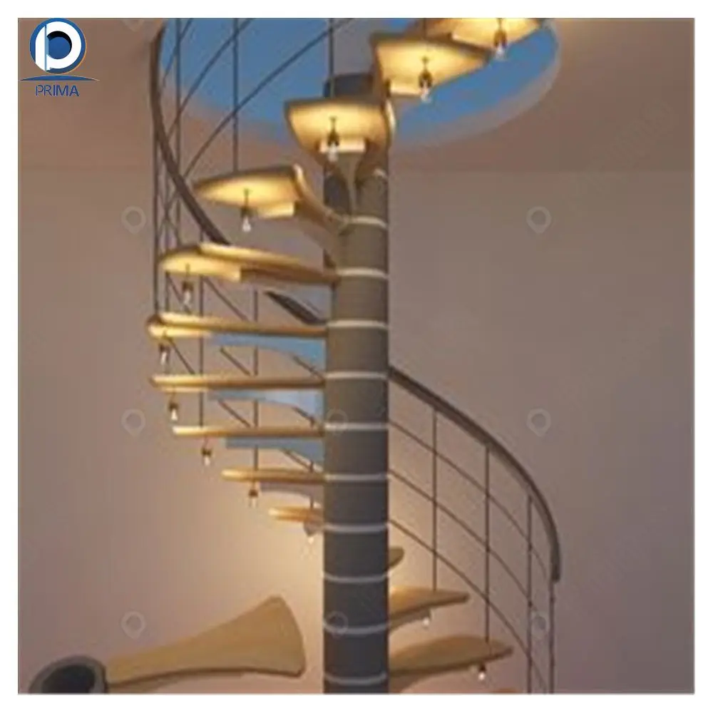CBDMART Spiral Staircase Wood Wooden Staircase Baluster Handrail Stair Tread Steps Raiser Post Stair