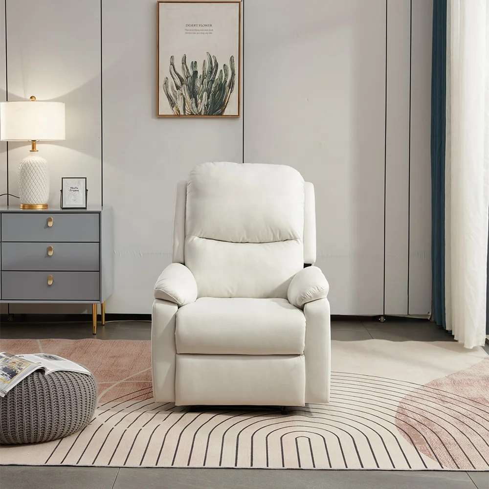 Factory-Promoted Ultra Modern Manual Recliner Sofa Chair Orange Leather Upholstery with Wood/Metal Frame for Indoor Use