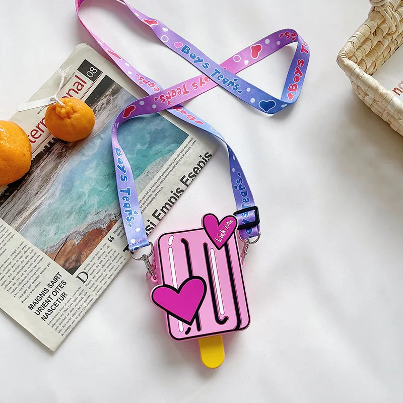 new Fruit strawberry avocado cartoon Silicone Wallet Backpack Key Ring Shoulder Bag lady gift