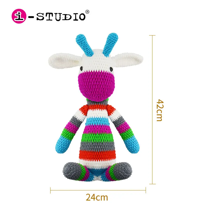 Istudio 2022 kids handmade stuffed plush doll deer plush giraffe DIY crochet toys