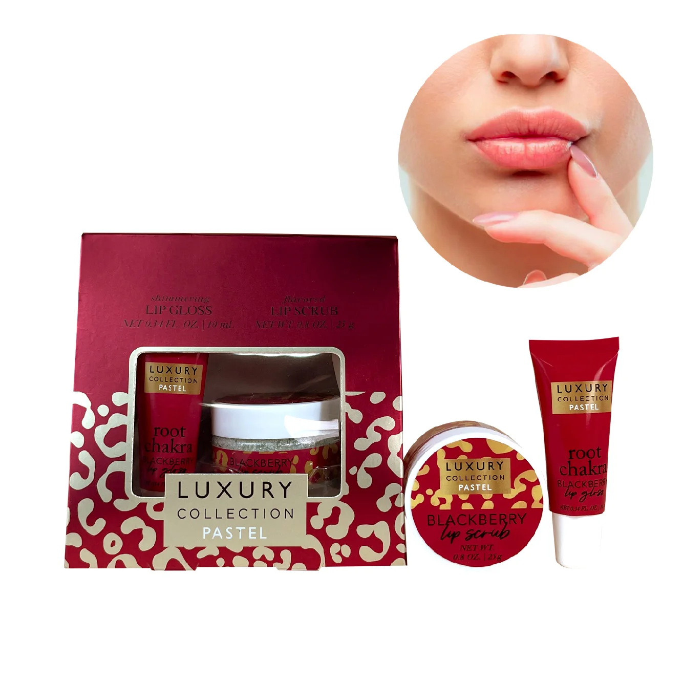 Набор для чистки губ и бальзама BBC, Розовый бальзам для губ и скраб для очень темных губ