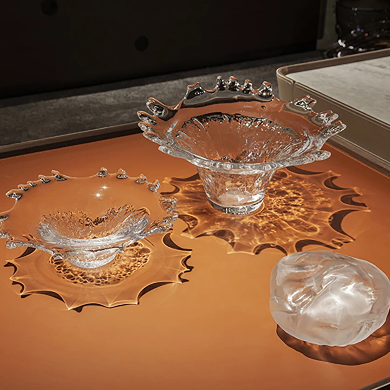Glass tableware container decoration fruit plates stand transparent glass salad bowl light weight