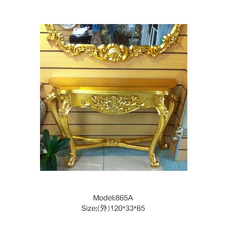 Wooden Entry Way Table Display Reclaimed Wood Living Room Furniture Carved Baroque Style Console Table