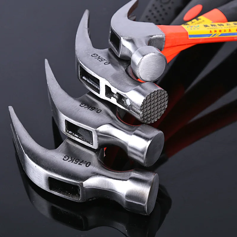 Factory supply 0.25 kg 0.5 kg 0.75 kg nail suction hammer with fiber handle plastic-coated insulated claw hammer