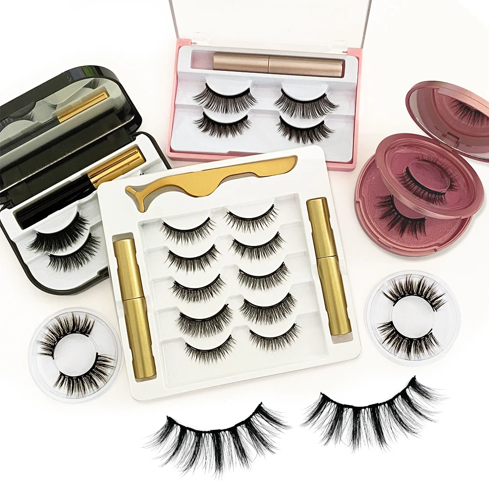 wholesale magnetic false eyelash magetic lashes private label and custom magnetic eyelashes kit with magnets eye lashes eyeliner