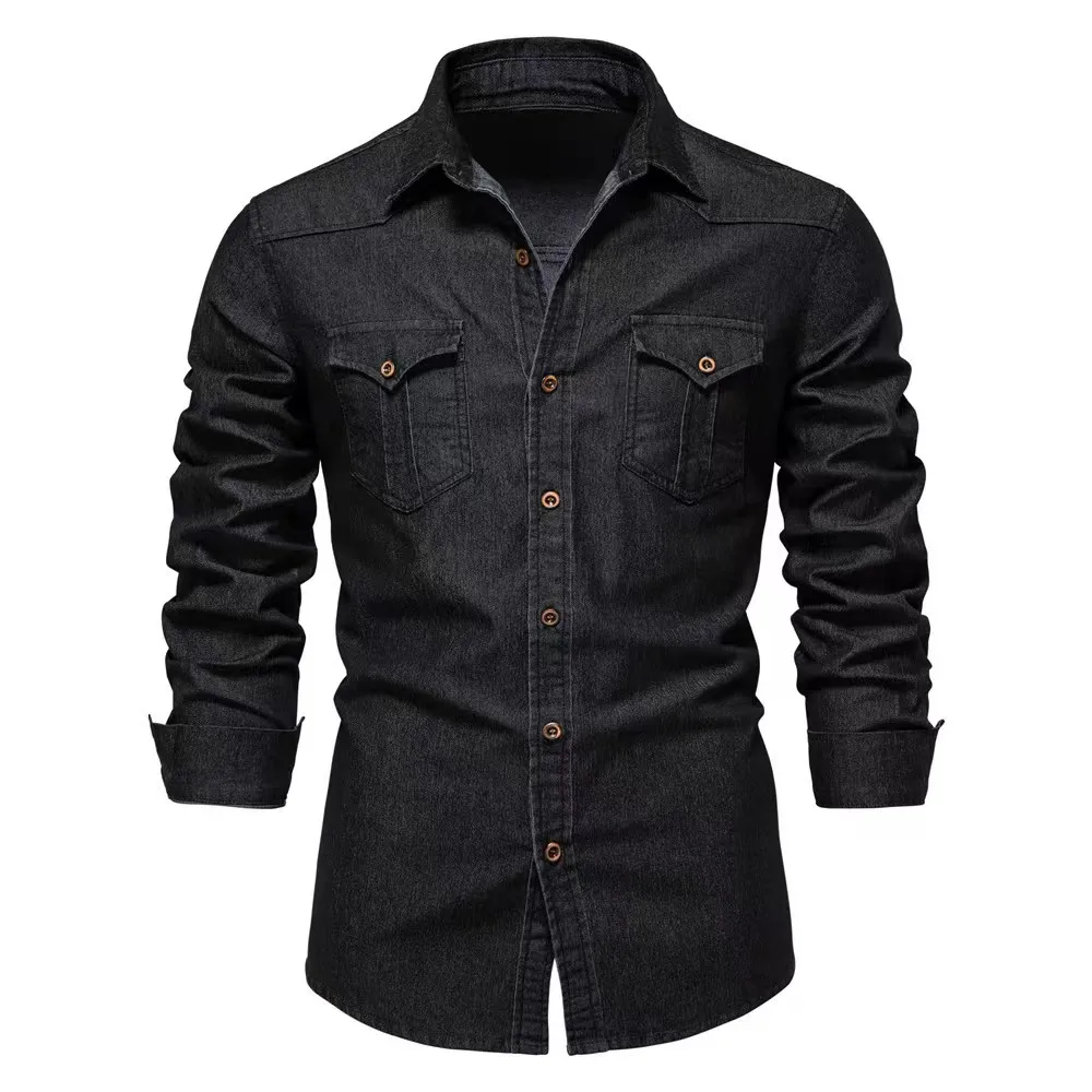2024 fashion fashion jeans shirt 95% cotton 5% spandex jeans shirts for men casual denim shirts and jeans for men