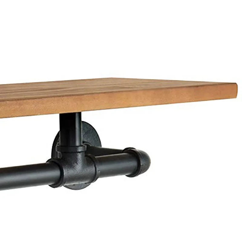 Industrial-Style Pipe Storage Shelf  Wall Mounted Clothing Rods Storage Shelf