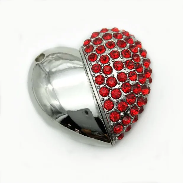 Low price delicate jewel usb flash drive Really Capaciy Heart Shape mini crystal usb flash stick