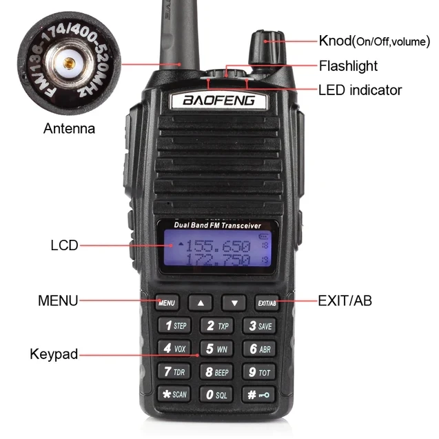 Рация дальнего действия Baofeng UV-82 2-PTT радиостанция 5 Вт портативная UV 82 для охоты UV-5R UV-S9 плюс двухстороннее радио