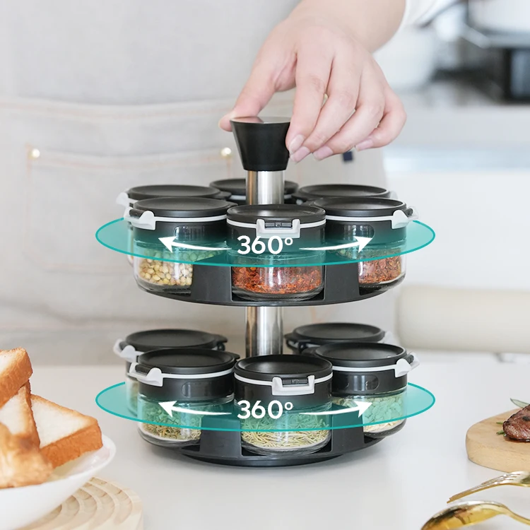 Кухонный вращающийся Вращающийся держатель 360 для специй 12 стеклянных контейнеров