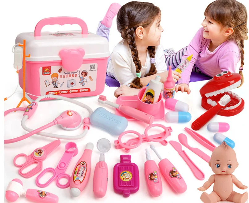 39pcs Kids Toys Doctors Kit for Kids Doctor Set Toy Children Kit Games Girls Boys Pretend Play Medical Dentist Medicine Box
