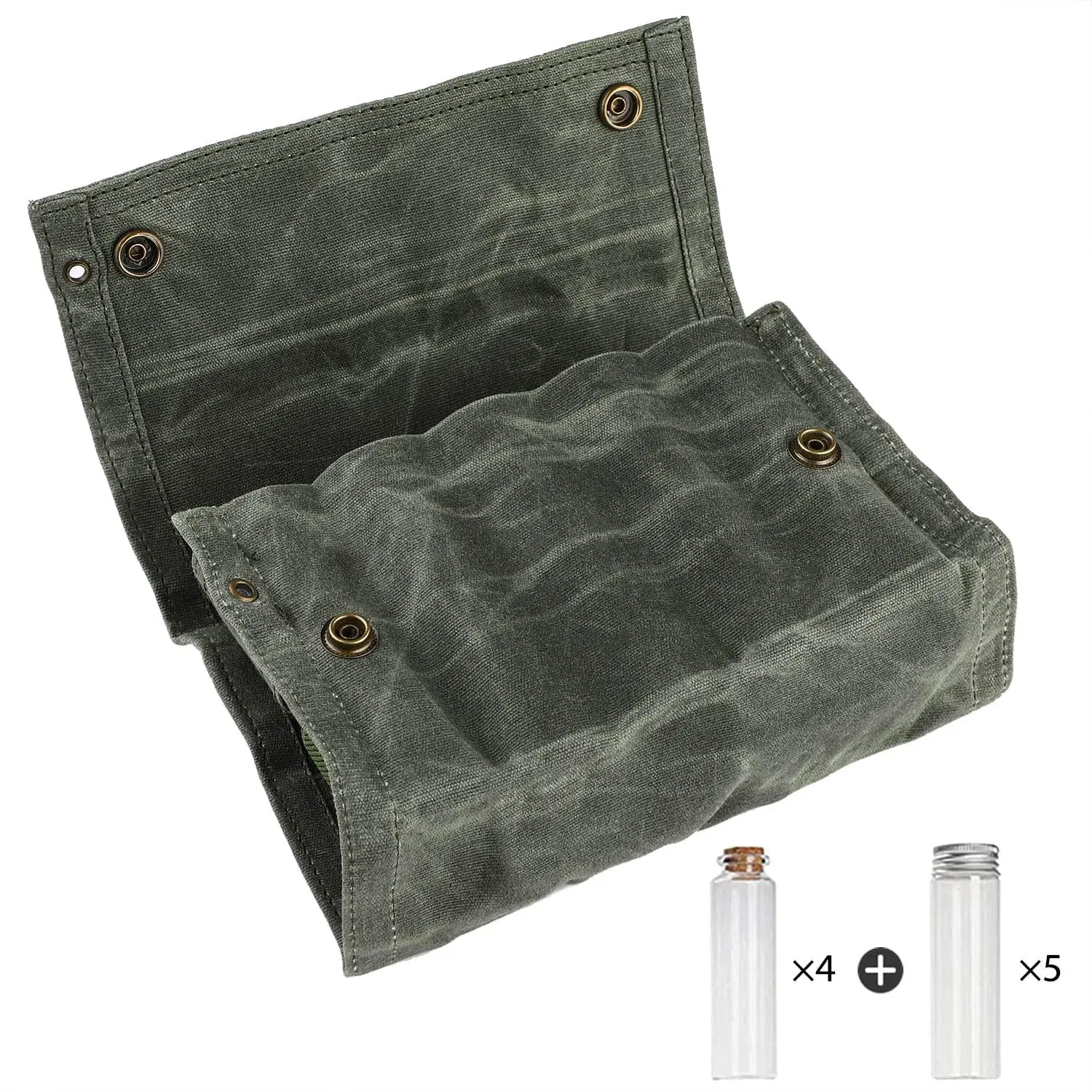 Reihey Outdoor glass spice jar set 9 spice jars with portable spice bag kit