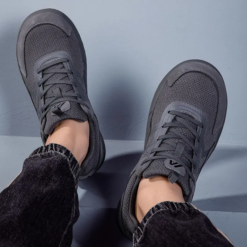 Wide Toe Box Walking Shoes Cushion Zero Drop Thick Sole Flats Chunky Sneakers