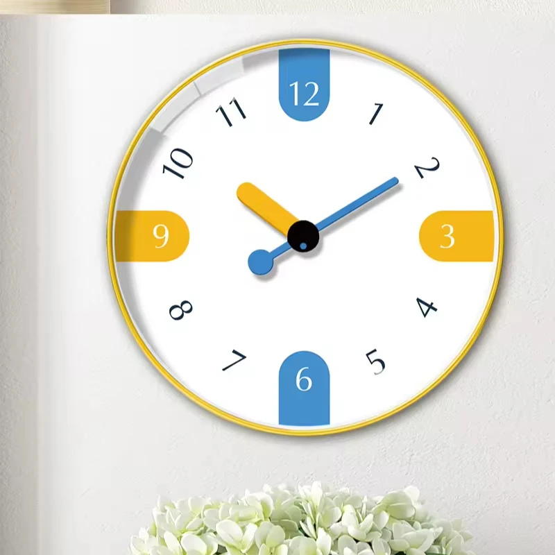 modern minimalist colorful round plastic wall clock cheap home decoration wall clock 3d