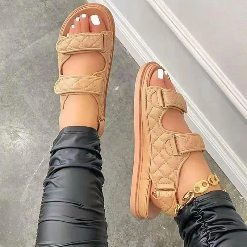 BUSY GIRL 2021 New arrival famous brand outdoor slide flat Open-Toe sandals ralon summer