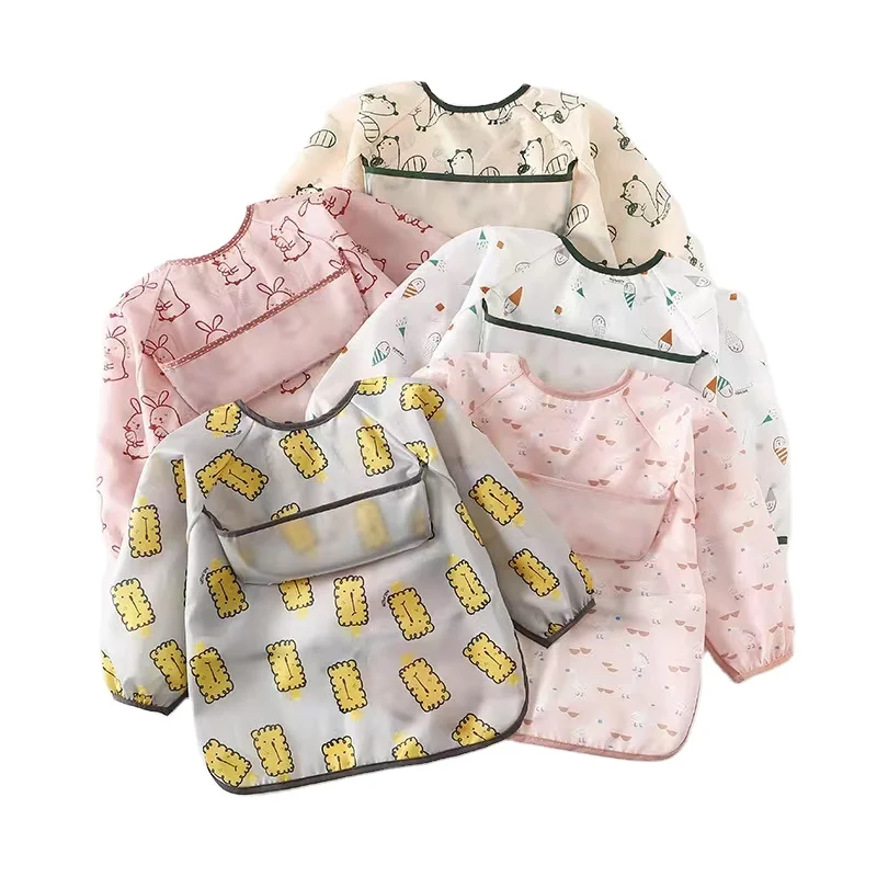 OEM 0-36 месяцев унисекс нагрудники с длинными рукавами для малышей машинная стирка Детский водонепроницаемый нагрудник кормления детский еды