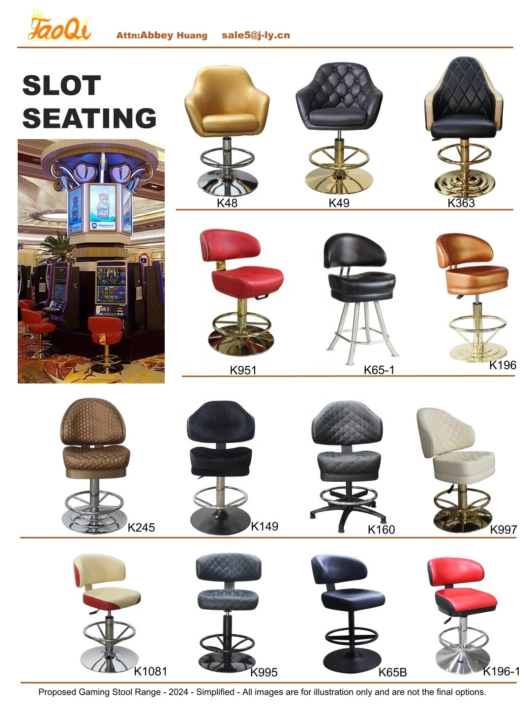 Customized Casino Chair Bar stool Roulette Gaming Slot Chair Machine High Bar Table Poker Metal Golden Bar Counter Furniture