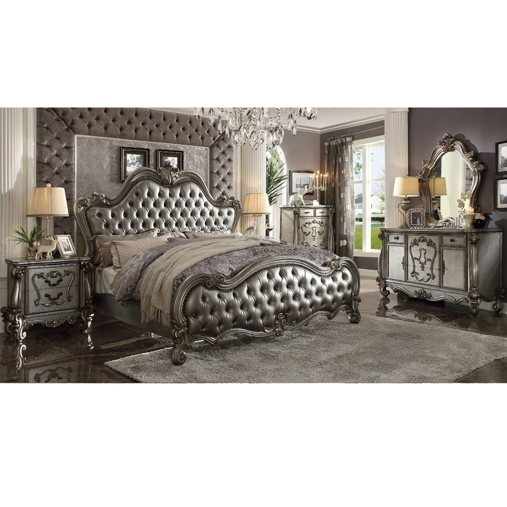 American light luxury wood bed master bedroom high-end modern 1.8m bedroom double luxury leather bed