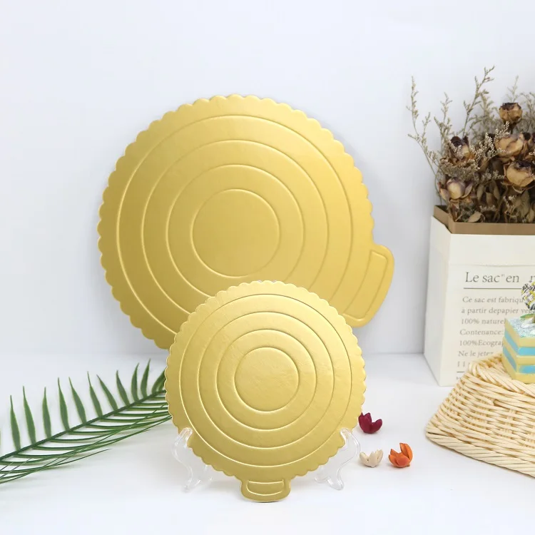6/8/12inch Round Cake Boards Lace Decoration Bottom Paper Wedding Birthday Party Cake Trays Gold Card Board Cake Displays Bases