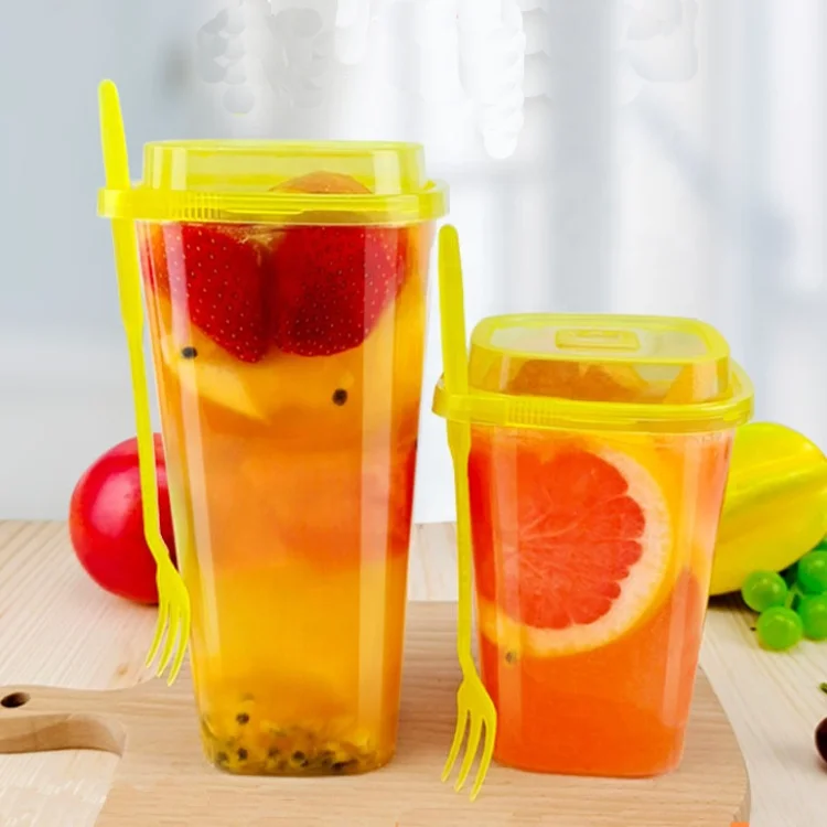 Креативные квадратные Пузырьковые чашки для молока и чая, литьевая форма, сильные настенные чашки для сока, одноразовые молочные чашки для чая с вилкой