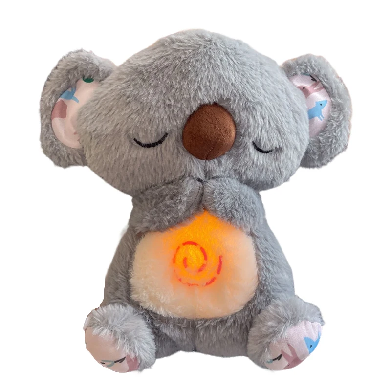 Breathing koala Sleep Plush Toy Playmate Baby Plush Toy with Light Sound Newborn Sensory Comfortable Baby Birthday Gift