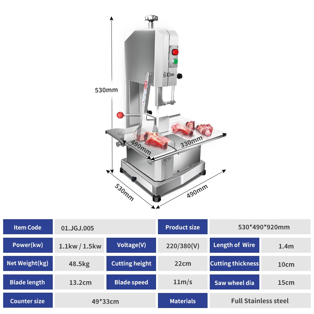Industrial Commercial Table Electric Fish Pork Cow Beef Frozen Meat Bone Band Saw Cutting Machine